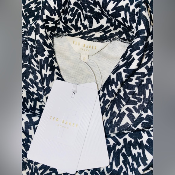 Ted Baker Black and White Floral Tiered Toddl Long Sleeve Midi Peasant Dress - Picture 13 of 16